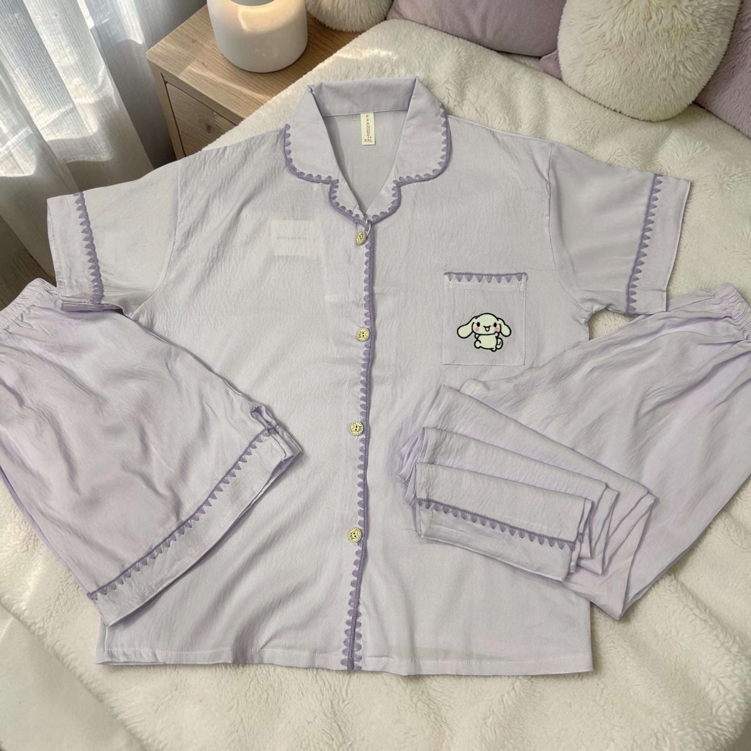 Crochet-Trim Polyester 3-piece Lounge Set