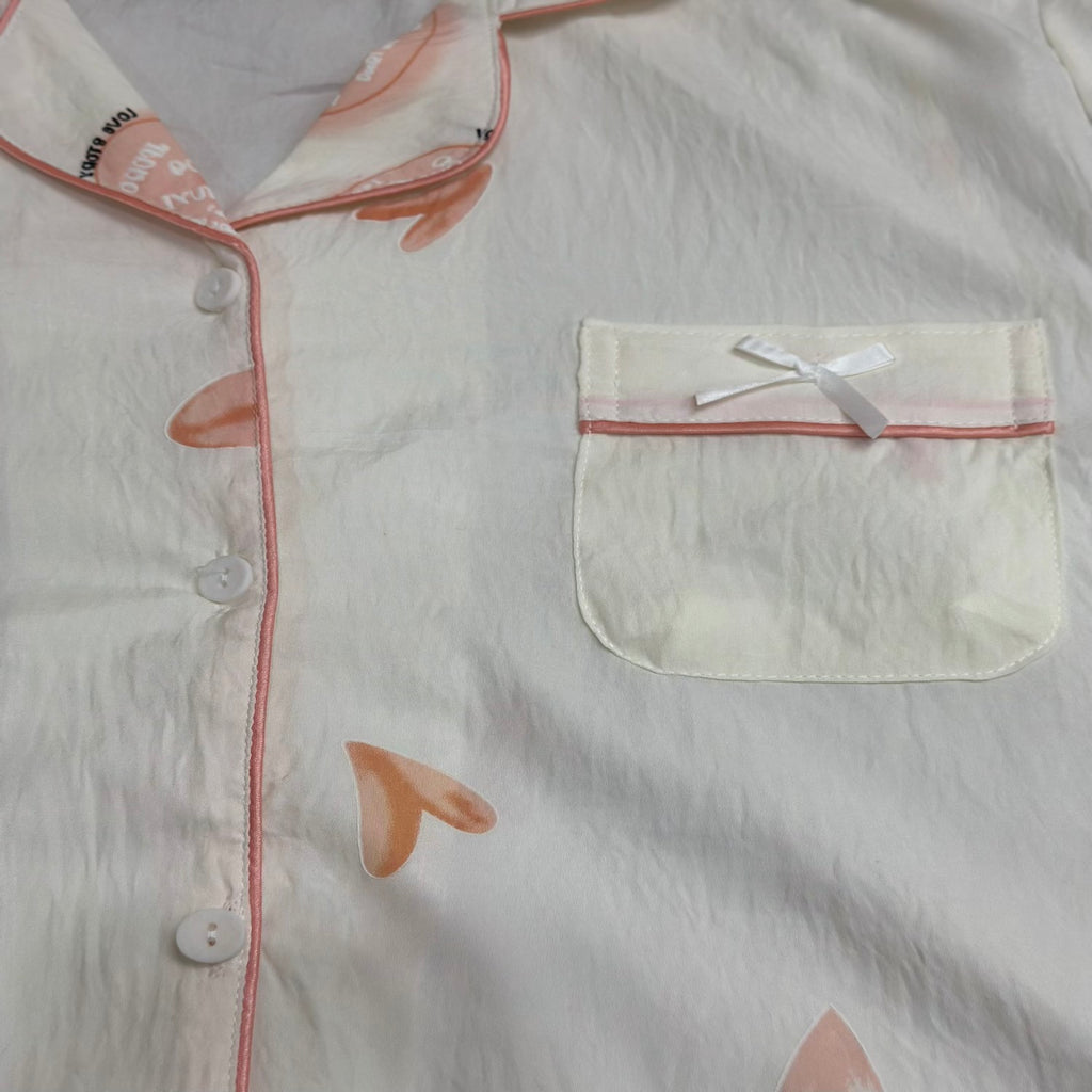 Soft Ivory Heart 3-Piece Crush Cotton Lounge Set