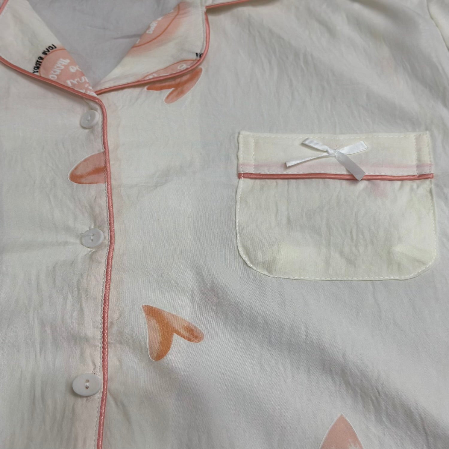 Soft Ivory Heart 3-Piece Crush Cotton Lounge Set