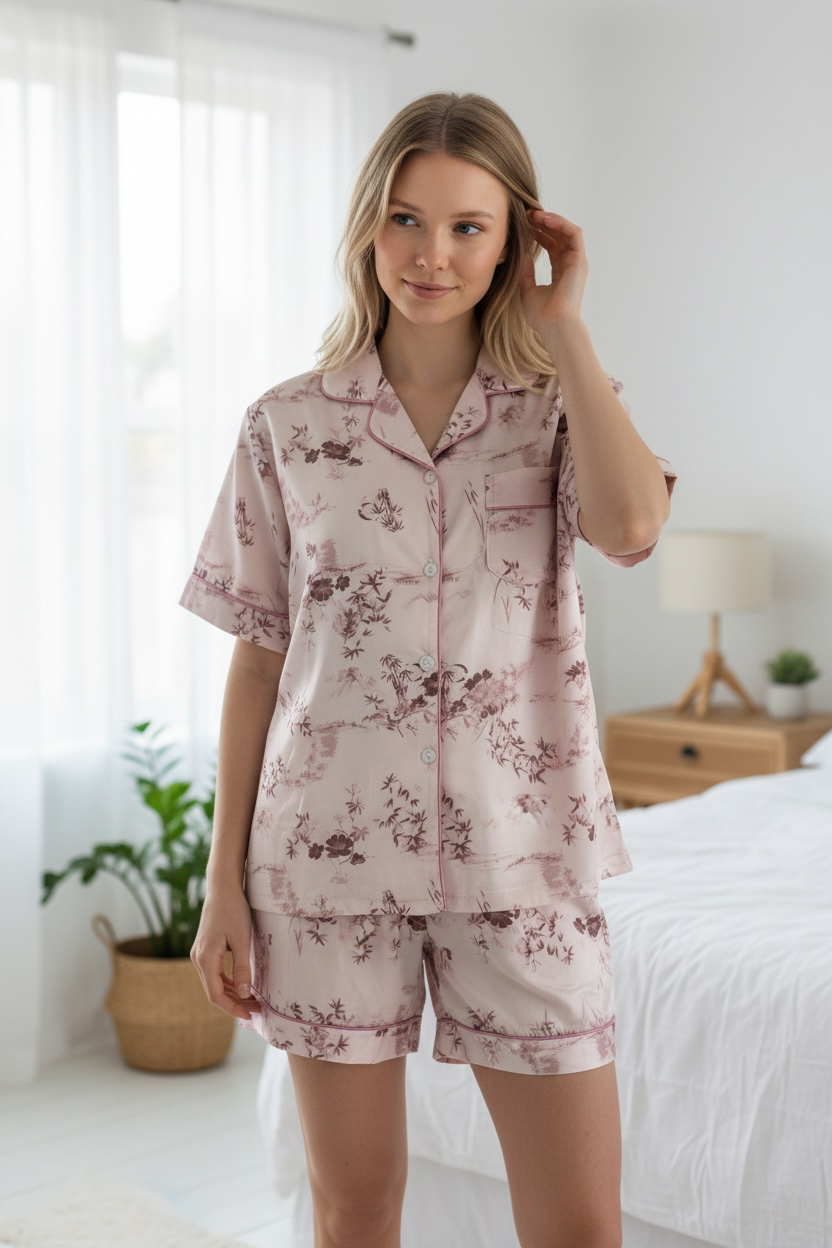 Vintage Blossom Hosiery Cotton 3-Piece Lounge Set