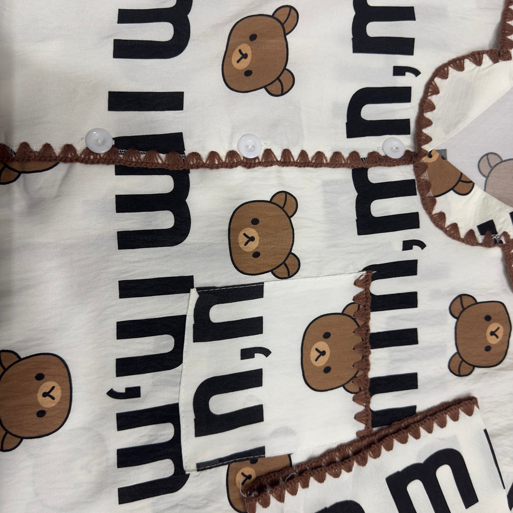 Bear Print Crochet-Trim 3-Piece Lounge Set