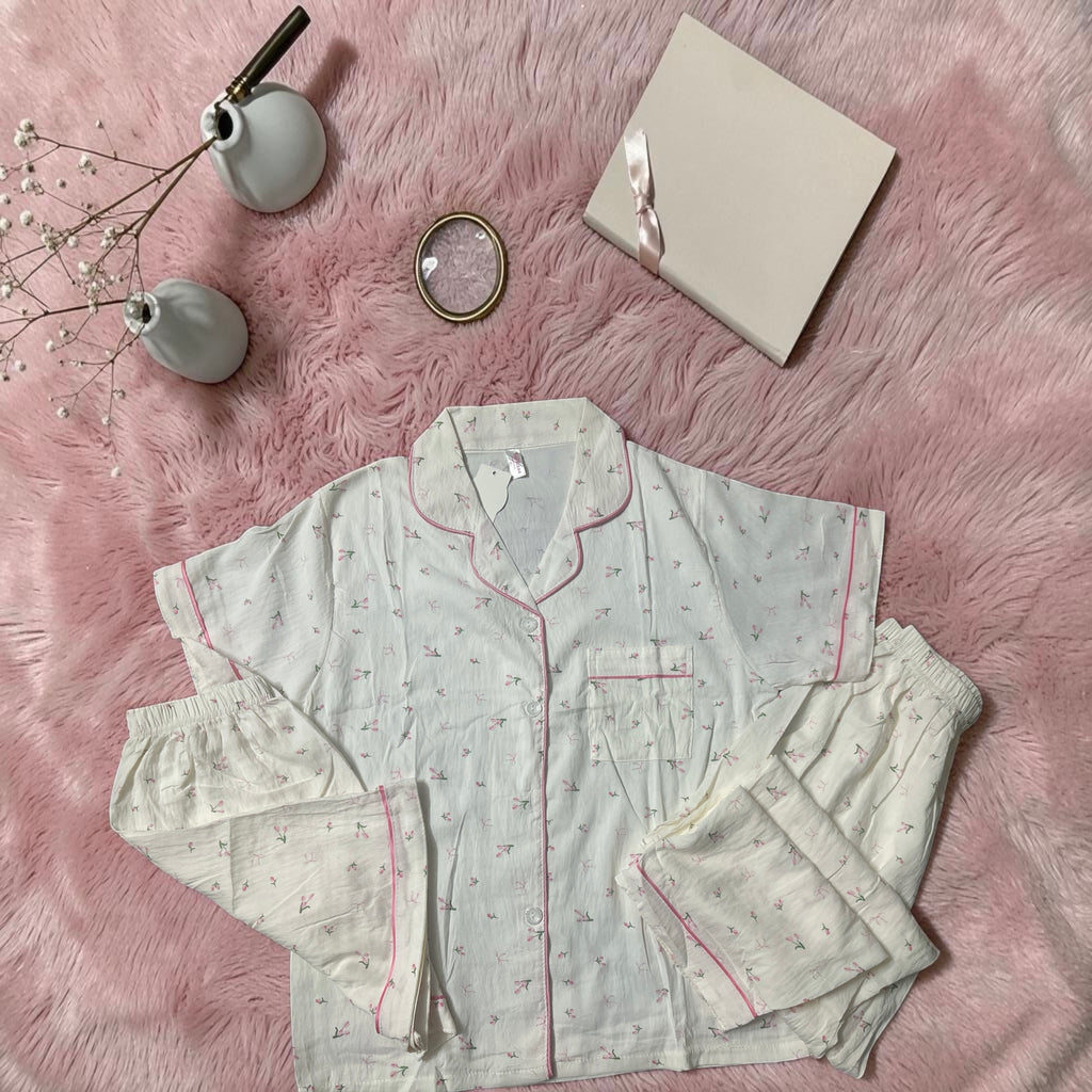 Delicate Blossom Cotton 3-Piece Lounge Set