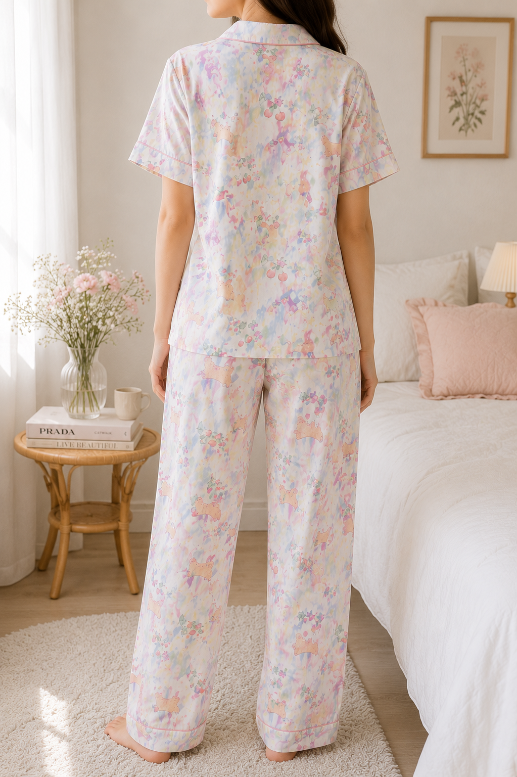 Pastel Bloom Cotton 3-Piece Lounge Set