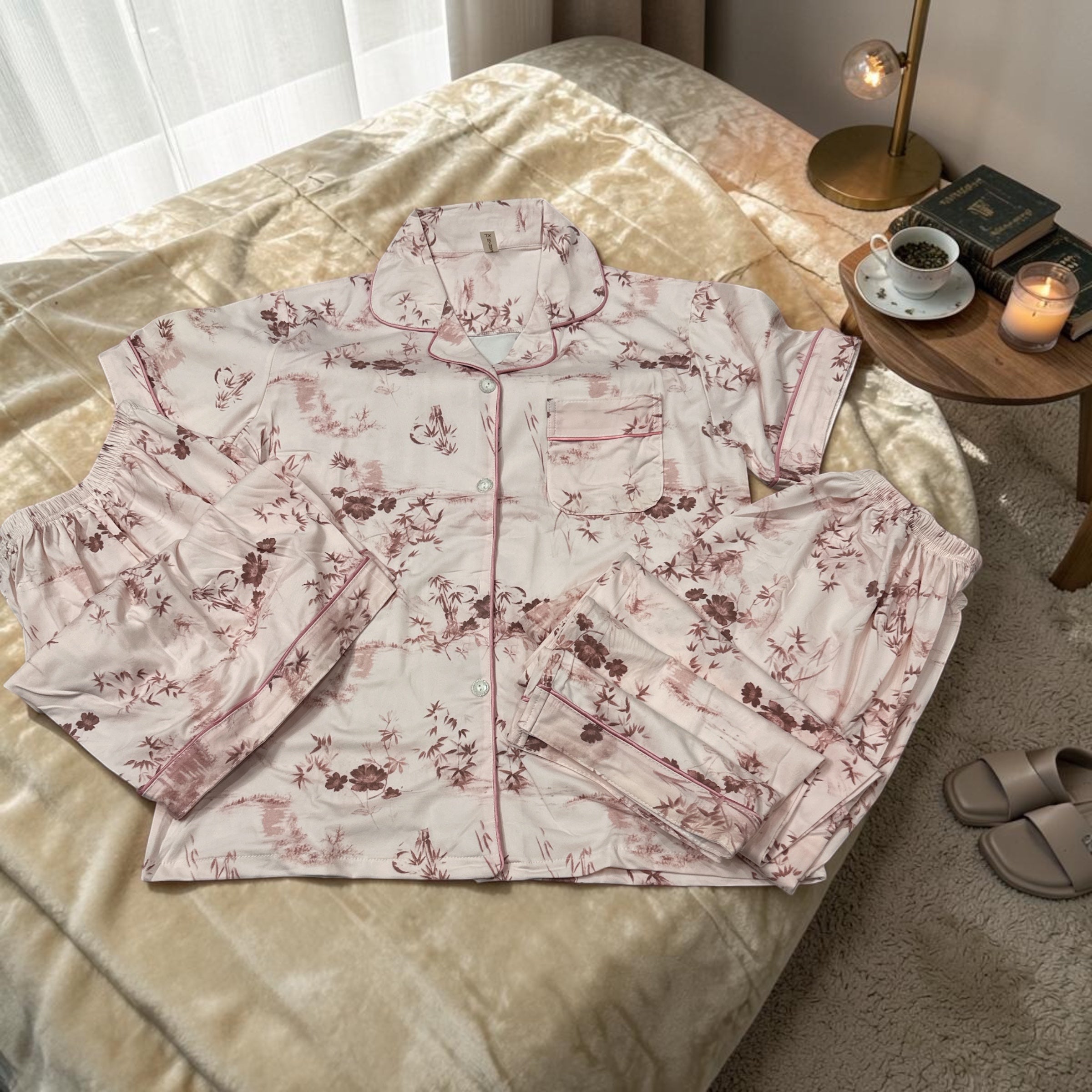 Vintage Blossom Hosiery Cotton 3-Piece Lounge Set