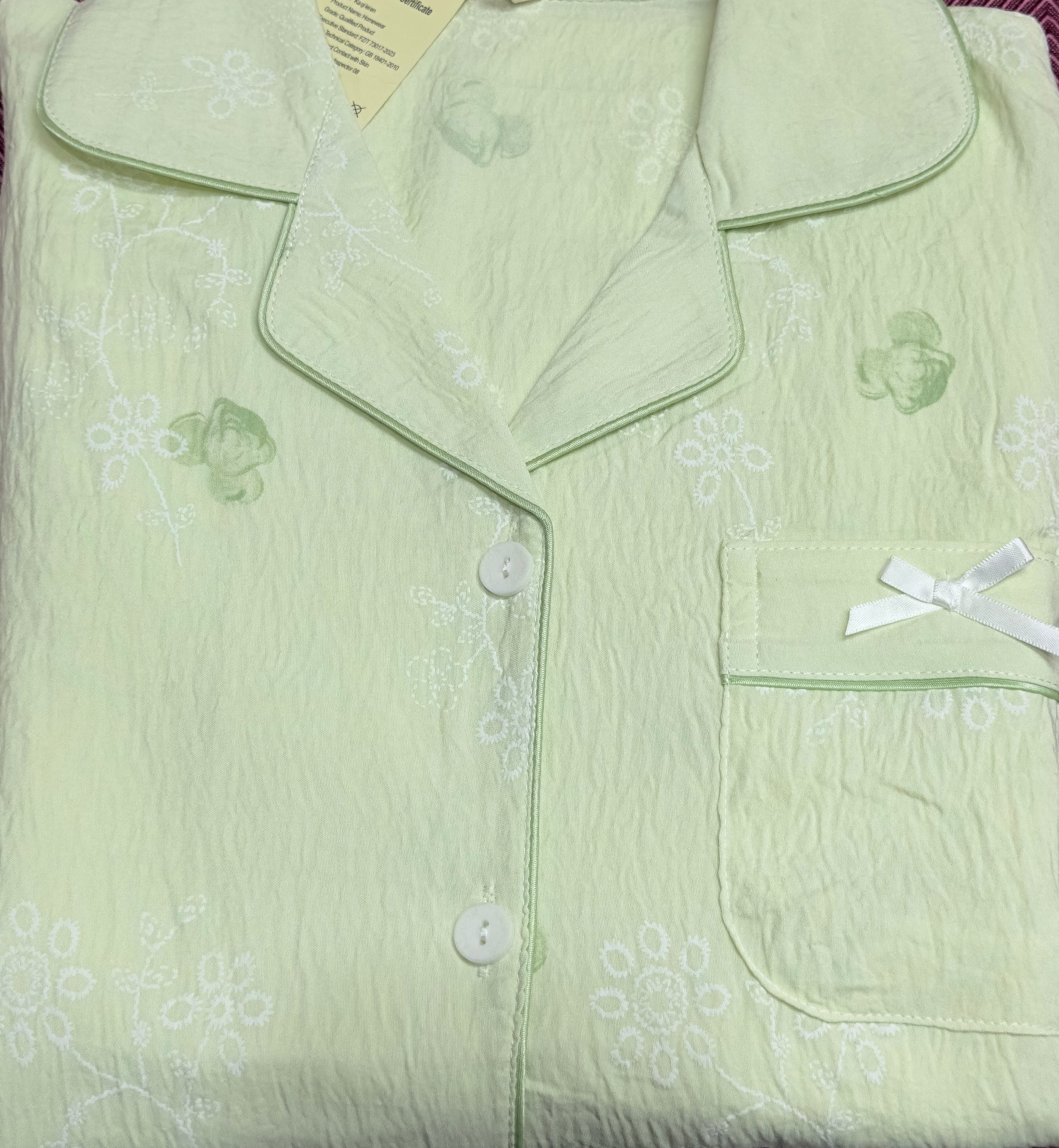 Soft Sage Cherry 3-Piece Crush Cotton Lounge Set