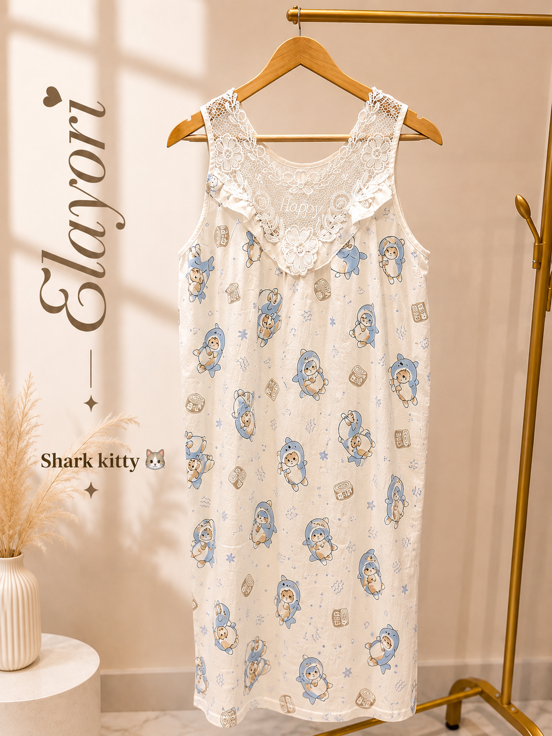 Lace Sleeveless Housedress/ Nightdress