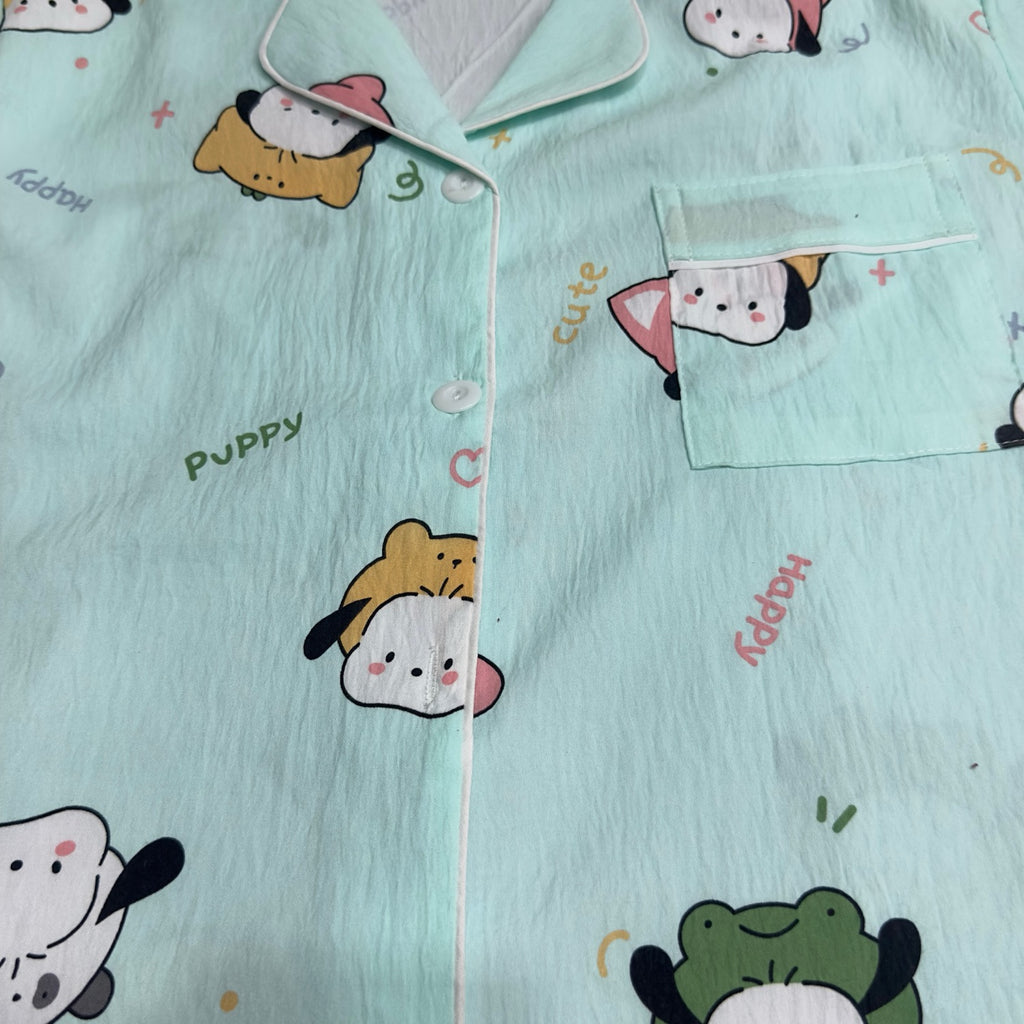 Mint Puppy Print 2-Piece Lounge Set