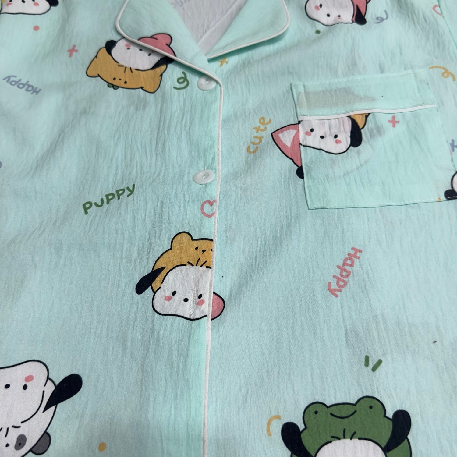 Mint Puppy Print 2-Piece Lounge Set