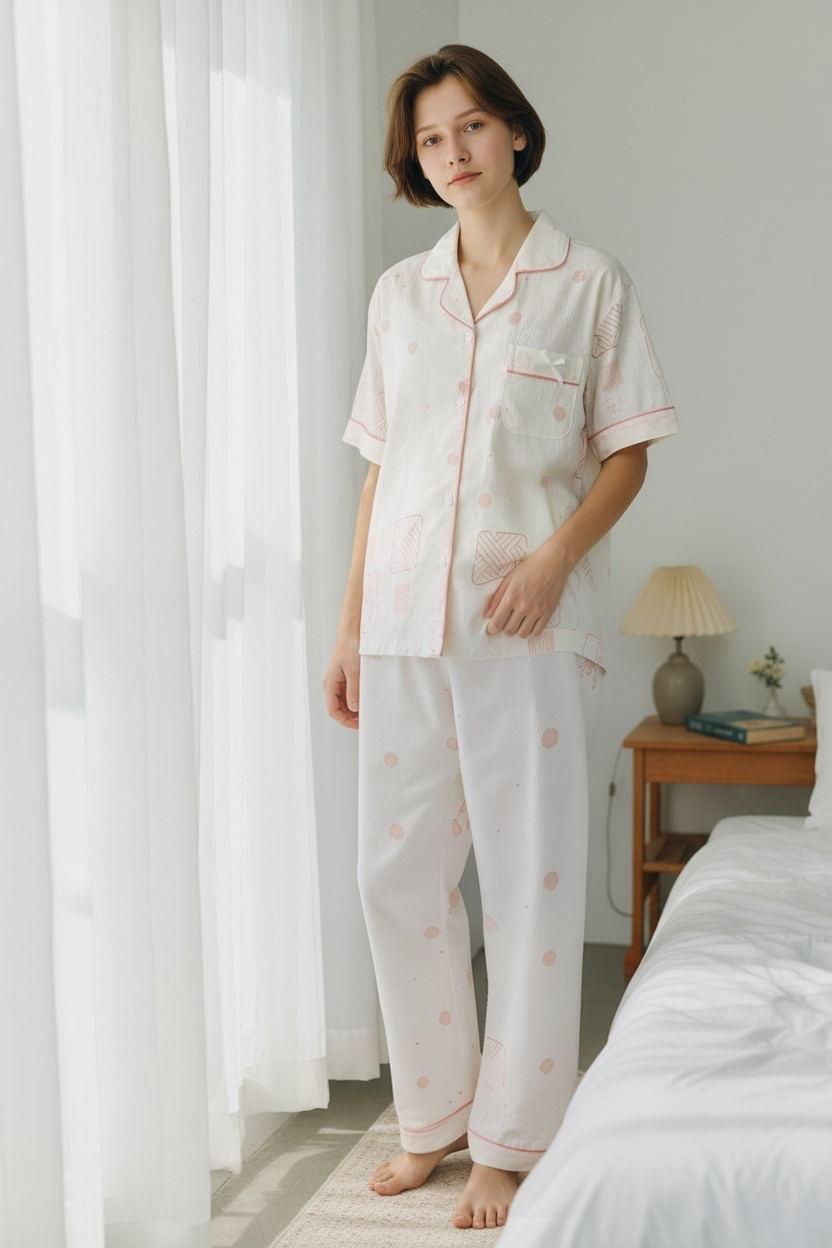Soft Ivory Bunny Crush Cotton Night Suit Set