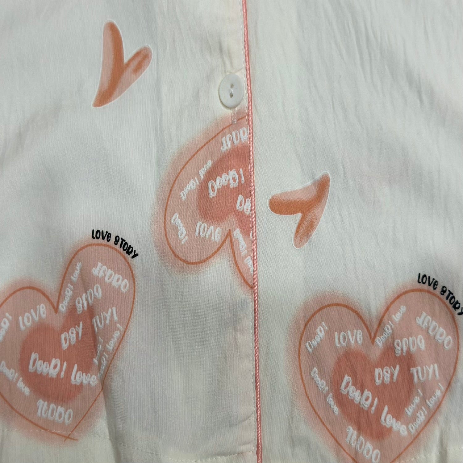 Soft Ivory Heart 3-Piece Crush Cotton Lounge Set