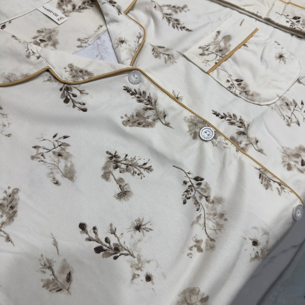 Botanical Bloom Hosiery Cotton 3-Piece Lounge Set